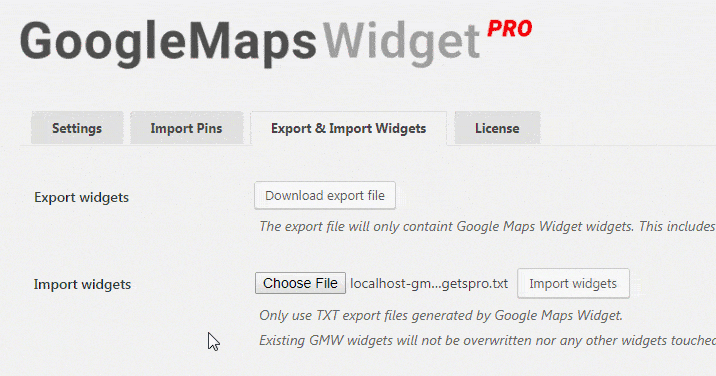 Import widgets