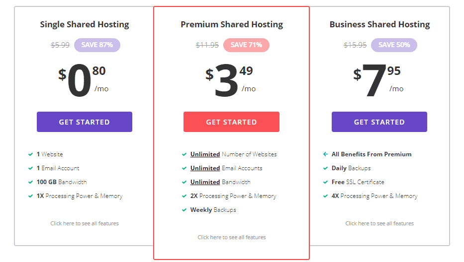 Hostinger Shared Hosting Plans