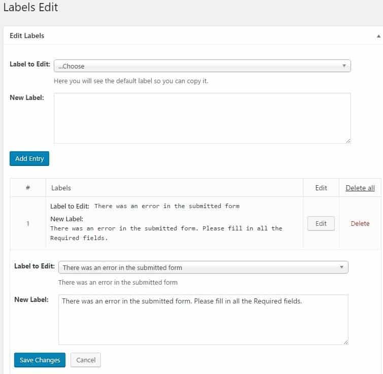 Edit labels on your forms