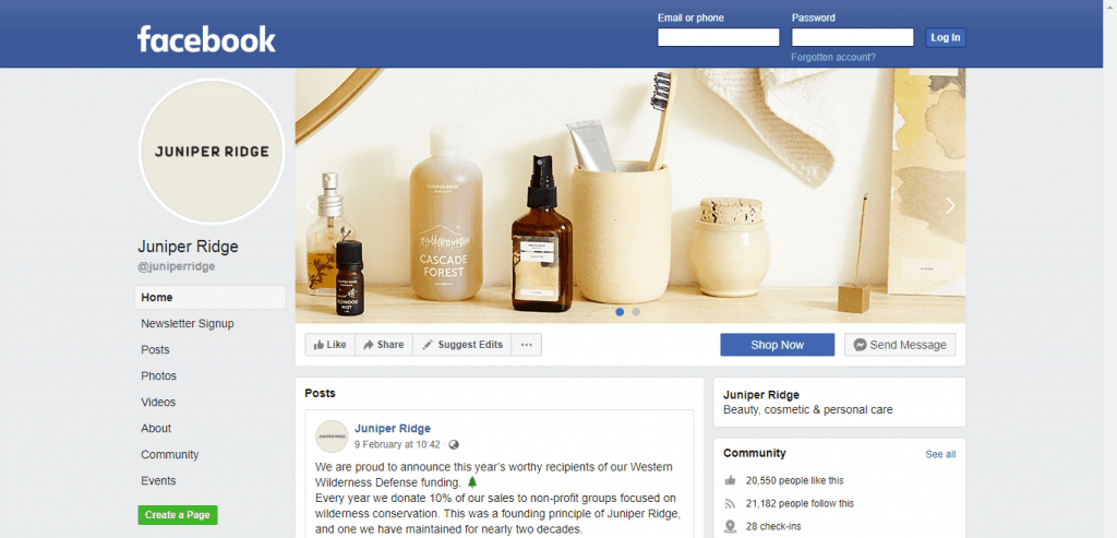 Juniper Ridge Facebook page