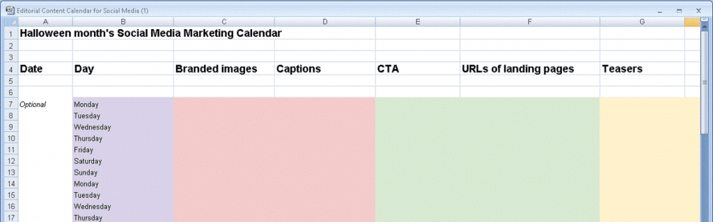 social media marketing calendar