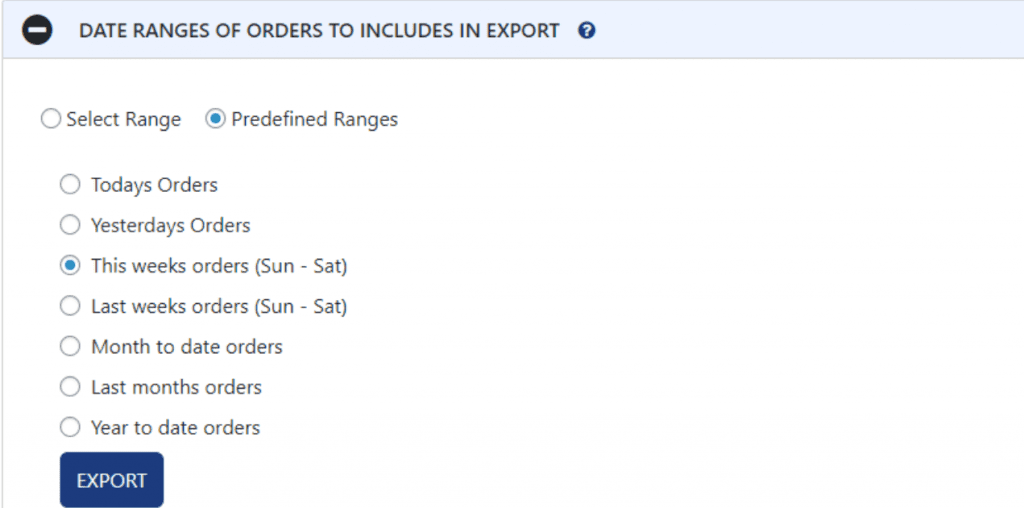 WooCommerce Order Export - Data ranges/orders included in the export