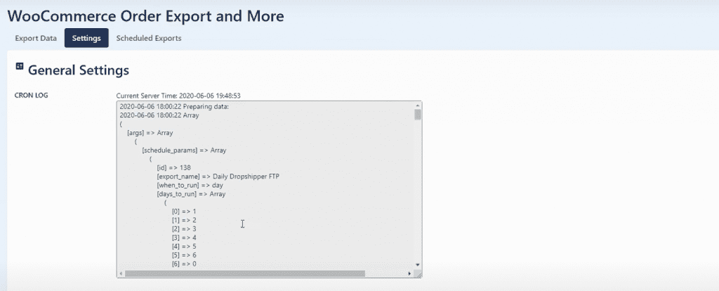 WooCommerce Order Export - Settings