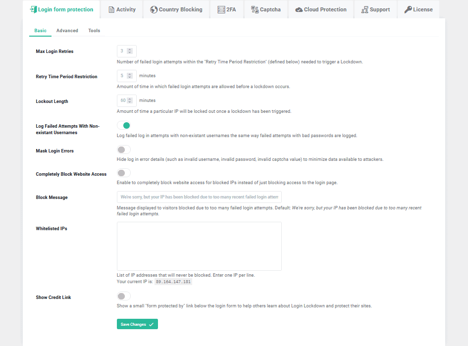 WP Login Lockdown login form protection basic