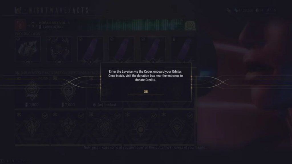 Restart Warframe and Return to the Leverian