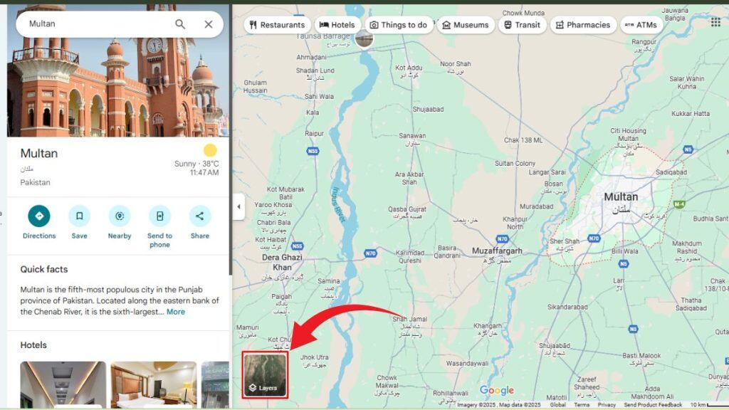 Click the Layers button in the bottom-left corner of the map. 