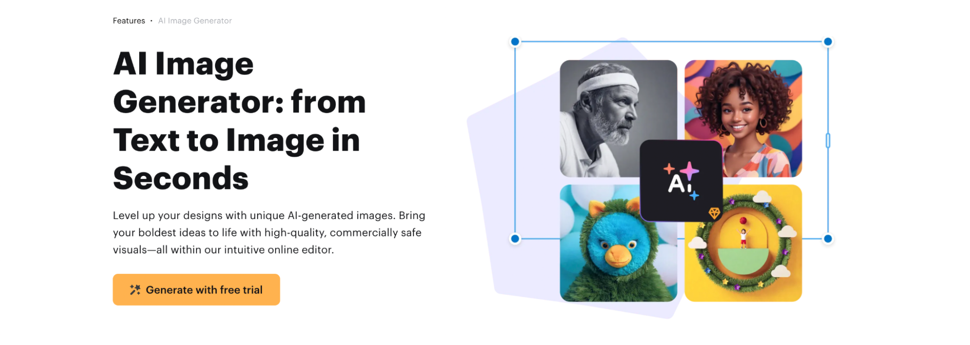 Home page of VistaCreate AI Image Generator
