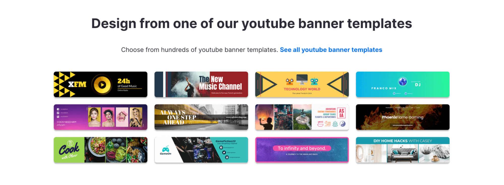 Venngage selection of YouTube banners